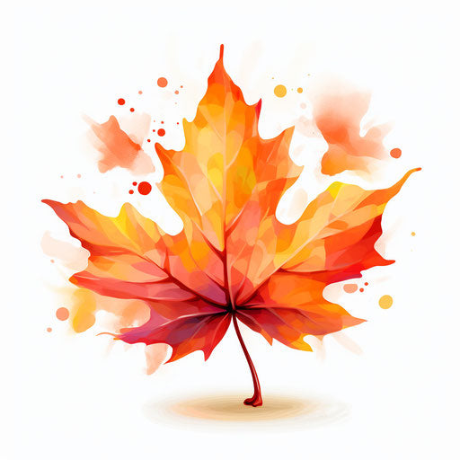 Maple leaf in Impressionistic Art style on white background