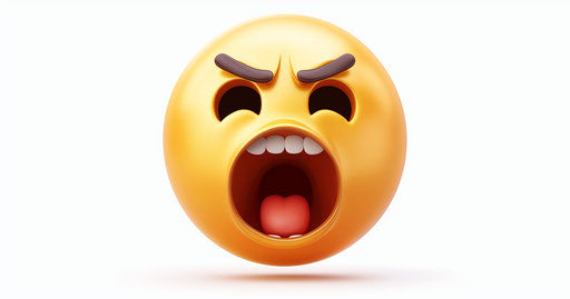 Shouting face emoji, clip art style, white background 19:10