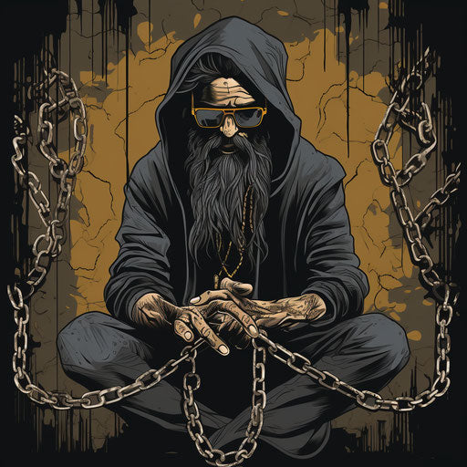 Man holding cigar and chain, animated gif style