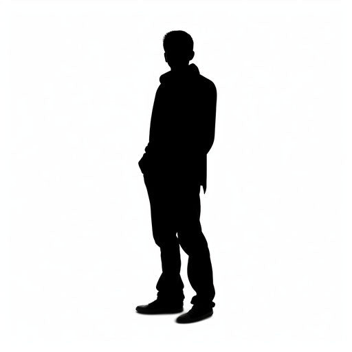 Person silhouette in the style of Chiaroscuro Art on white background