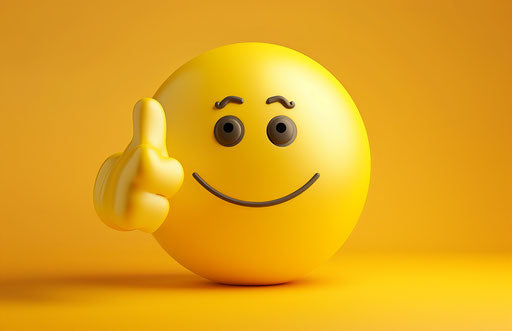 Yellow thumbs up in the style of CFA Voysey