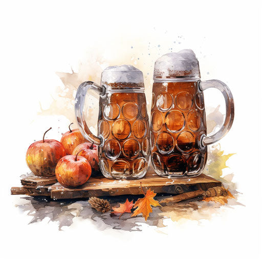 Oktoberfest clipart in the style of Oil painting on white background