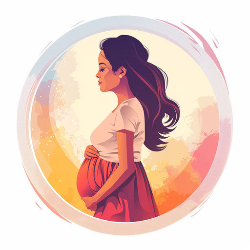 Realistic pregnant woman clipart on white background