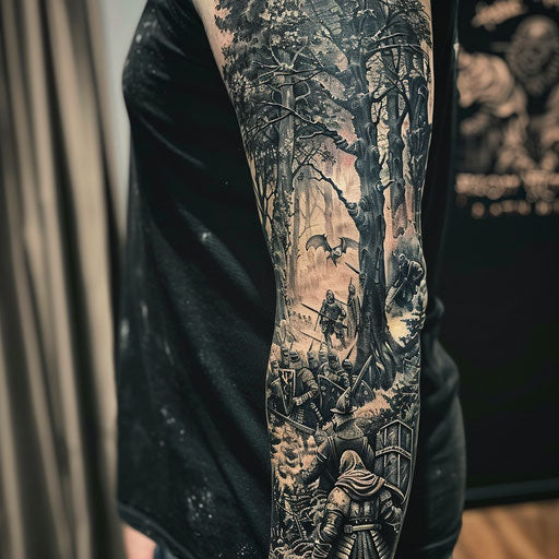 Knights and Enchanted Forests - Epic Half Sleeve Tattoo