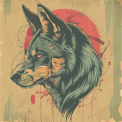 Vintage tattoo sketch of a wolf with a retro vibe