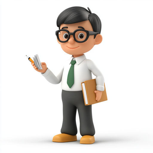 3D teacher images in photo realistic style with a flat white background, isolated clipart