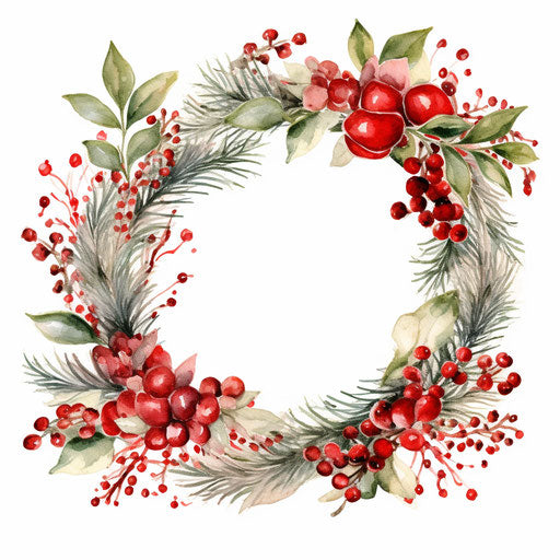 Christmas frame clipart in the style of oil painting, on white background