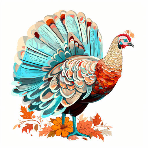 Turkey Design in Pastel Art Style on White Background