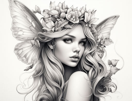 Fairy coloring with outline art pencil, stylish sculpted energetic 31:24