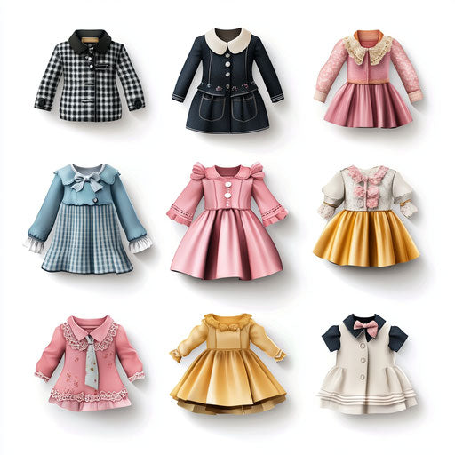 3D Doll Clothes on flat white background, isolated clipart
