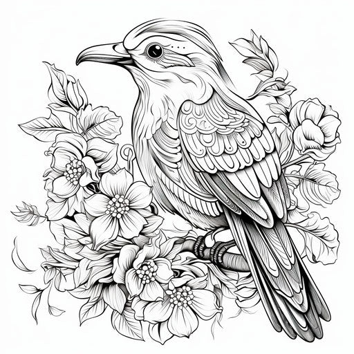 Adult bird ornament for coloring