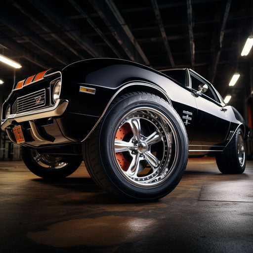 Classic chevrolet camaro car with Bigfoot tires