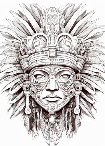 Indigenous tattoo Aztec head vector