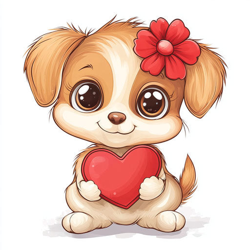 Adorable puppy with heart, Valentine's Day-themed clipart