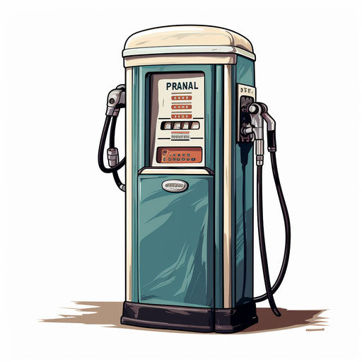 Gas pump in Chiaroscuro Art style on white background