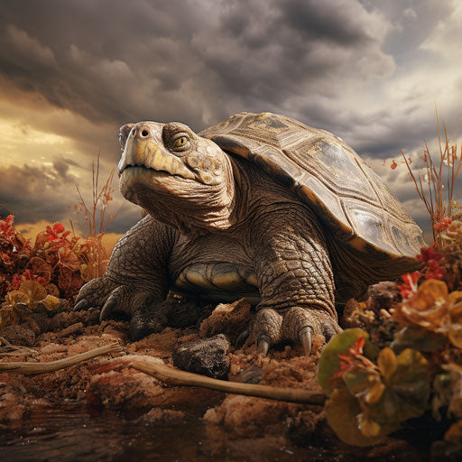 Snapping turtle on land