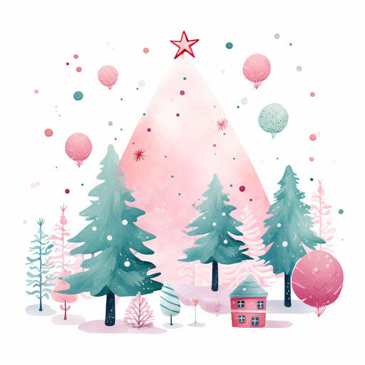 December illustration in the style of pastel colors