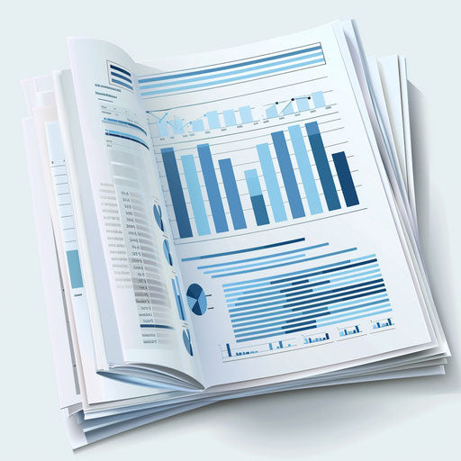 Realistic report clipart with random flat background, glossy finish and sharp outlines