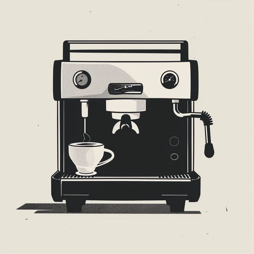 Minimalist tattoo sketch of an espresso machine