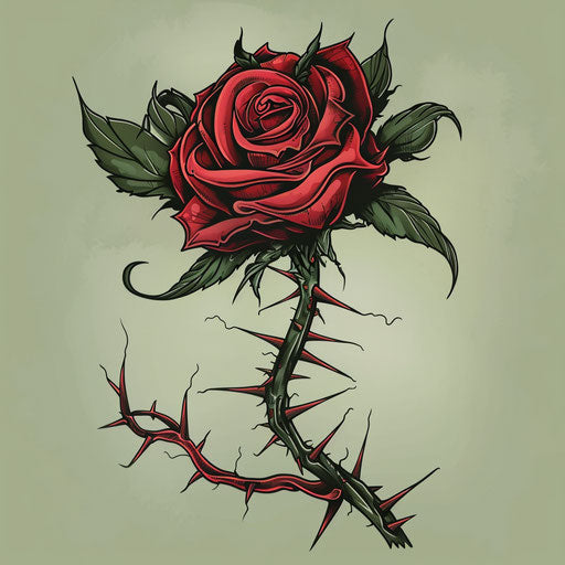 Flat decorative tattoo sketch of a Russian mafia rose