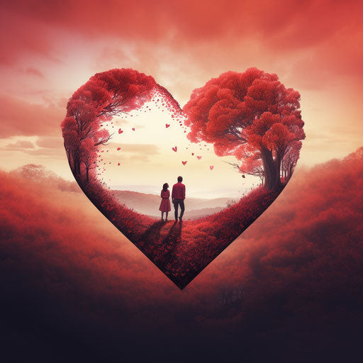 Dreamy red heart with two people