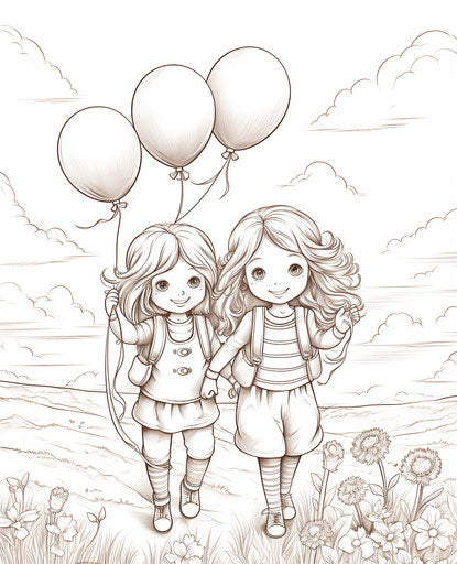 Children with balloons, nostalgic style, argus c3