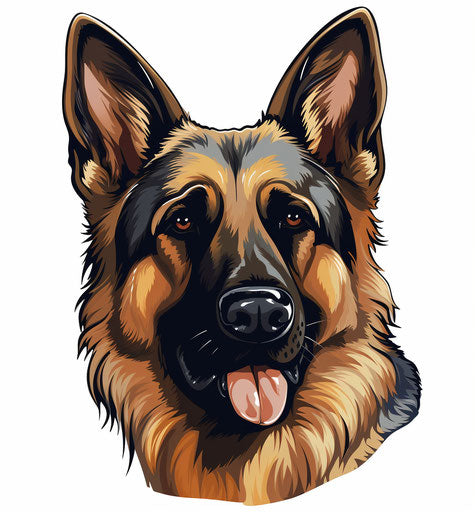 German shepherd dog head vector illustration isolated on white, in RTX On style, captivating 27:29