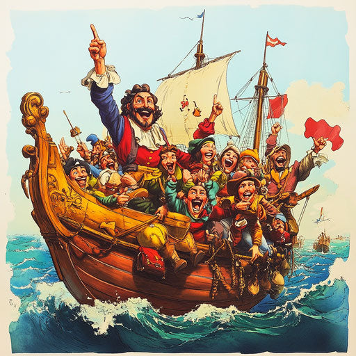 Witty Christopher Columbus Caricature Illustrations