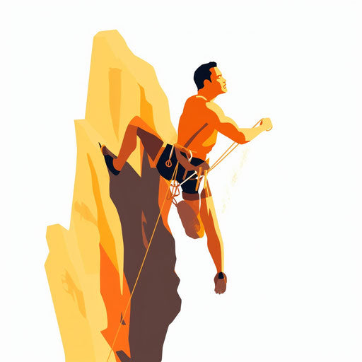 Minimalist style climbing illustration, on white background