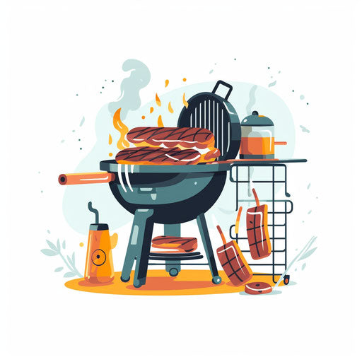 Minimalist-style BBQ illustration on white background