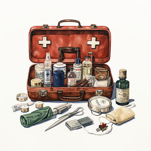 First aid clipart in the style of Oil painting, on a white background