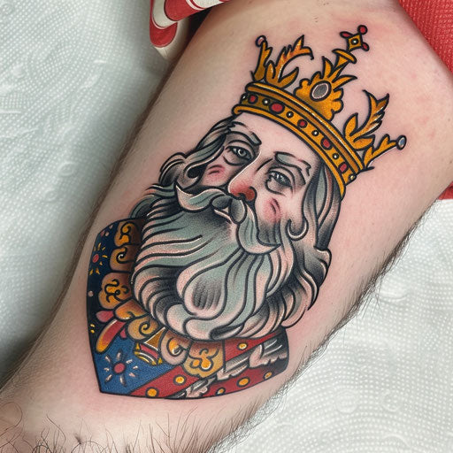 Renaissance king tattoo on white background