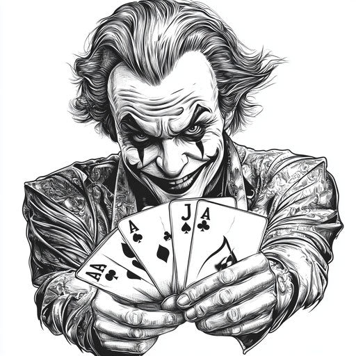 Joker card tattoo in beautiful flat clipart style