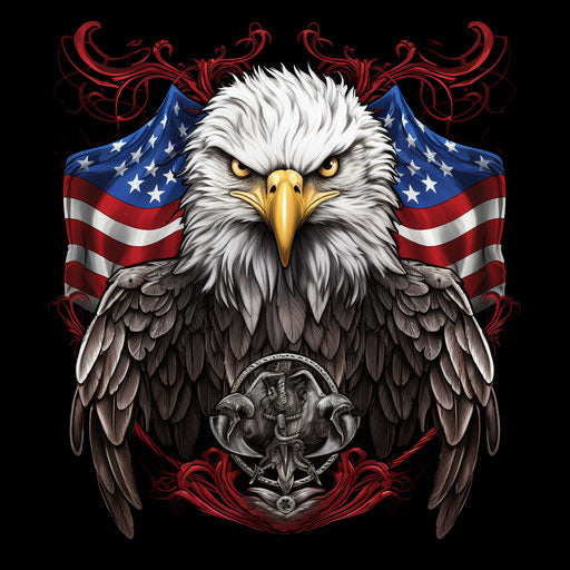 Eagle in flag colors, classic tattoo style, 32k uhd