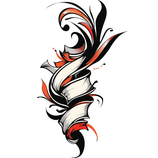 Chic sketch of an Oriental tattoo in a flat clipart style