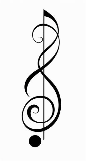 Music note png icon black on white transparent background, lyrical, folk/naïve style