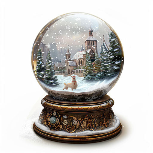 Snow Globe Clipart in Realistic Style on White Background