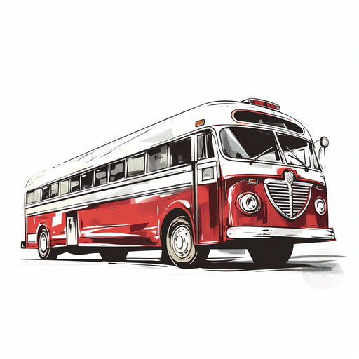 Bus clip art in the style of Chiaroscuro Art, on a white background
