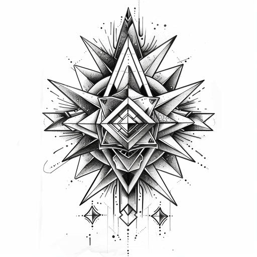 Contemporary sketch of abstract Witcher signs in monochrome