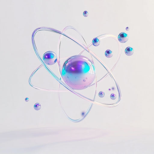 3D Atom on Flat White Background