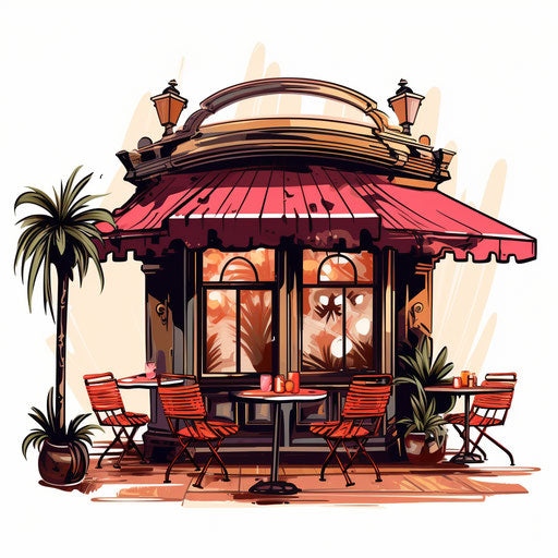 Cafe clipart in the style of Chiaroscuro Art