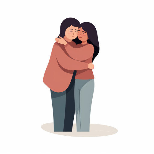 Minimalist style hug illustration, on a white background