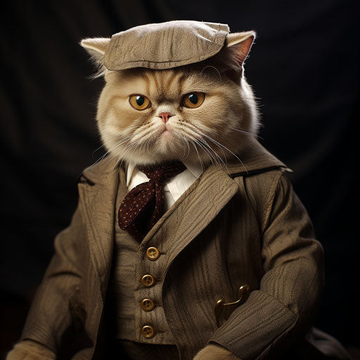 Exotic shorthair cat dressed like a man