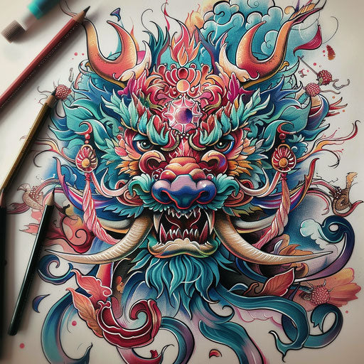 Fantasy tattoo sketch of mythological creature