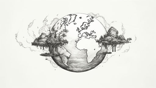 Stylized earth in black and white, academic inspiration