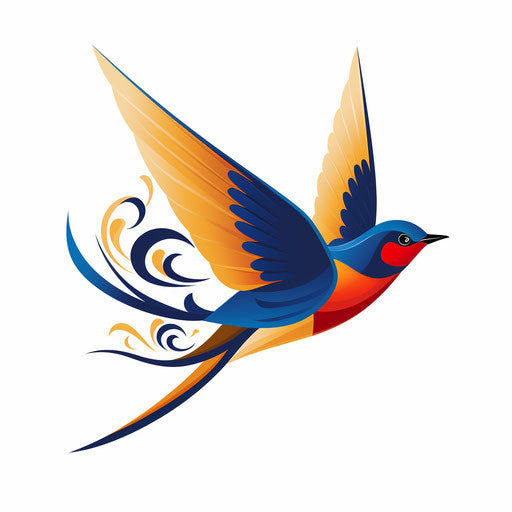 Bird flying with a blue bird in the foreground