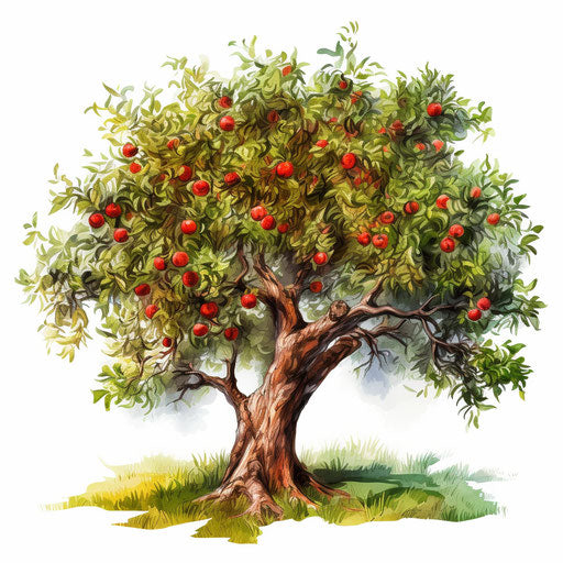 Apple tree drawing in the style of oil painting