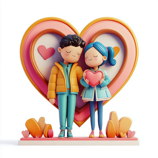 3D love in photorealistic style with flat white background, isolated clipart