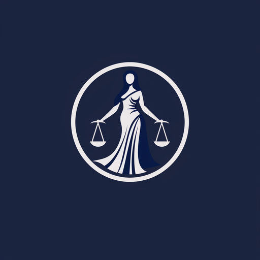 Professional lawyer logo with bold lines and dark blue background