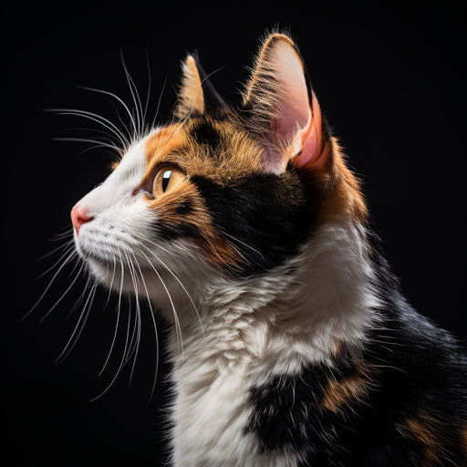 Calico cat sideview